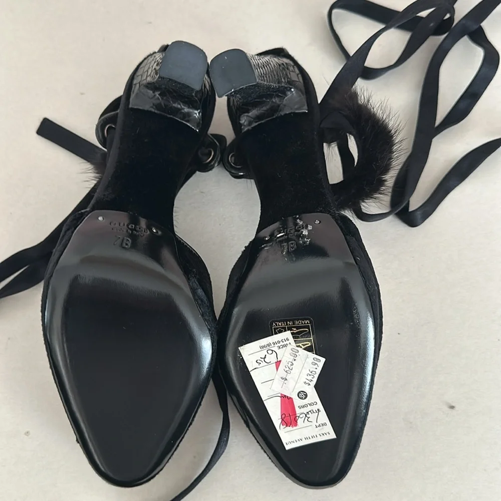 Tom Ford Gucci Mink Python Velvet Heels 7 NWT - Picture 8 of 15